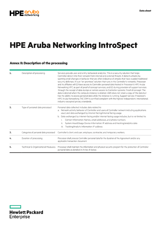 HPE Aruba Networking IntroSpect Annex II and III thumbnail