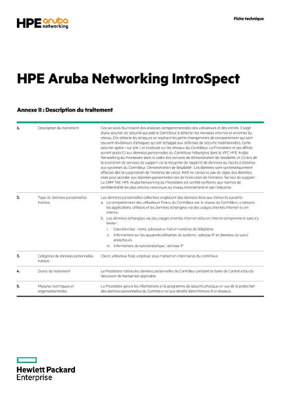 Annexes II et III de HPE Aruba Networking IntroSpect thumbnail