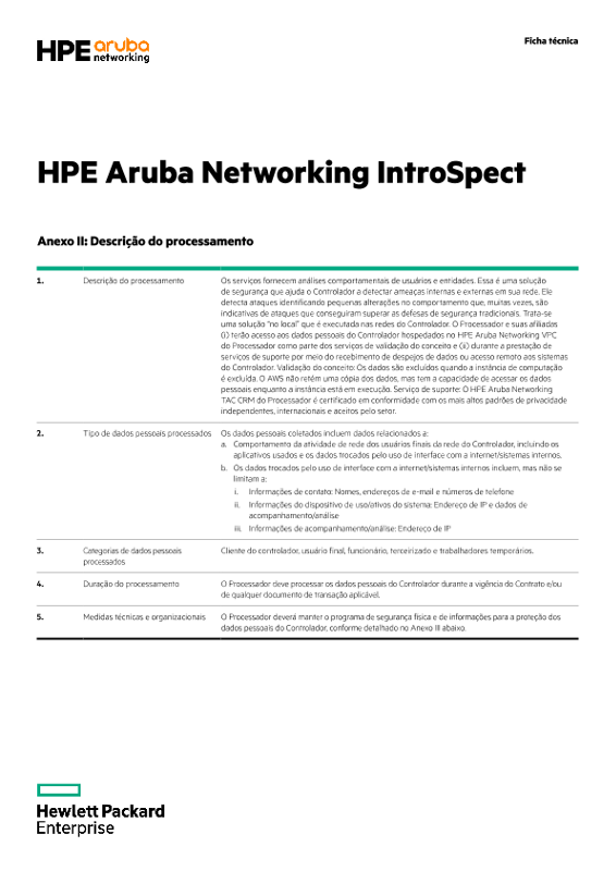 HPE Aruba Networking IntroSpect Anexos II e III thumbnail
