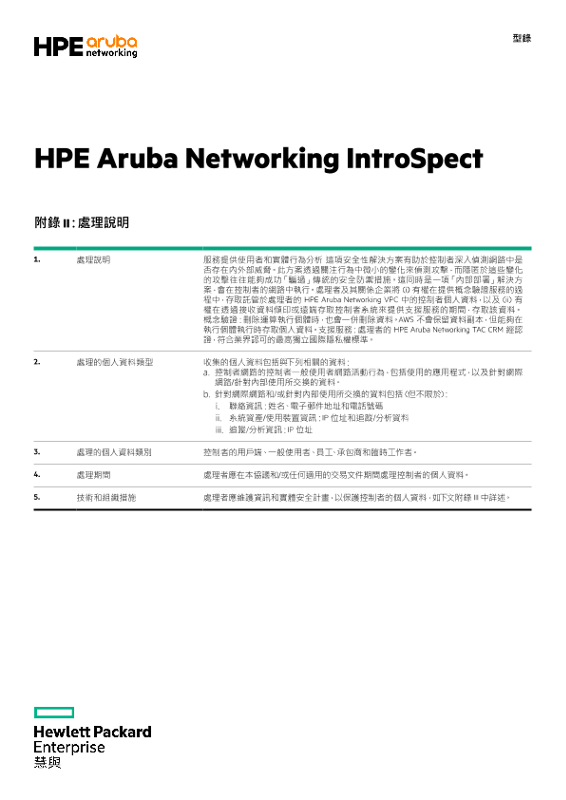HPE Aruba Networking IntroSpect 附錄 II 和 III thumbnail