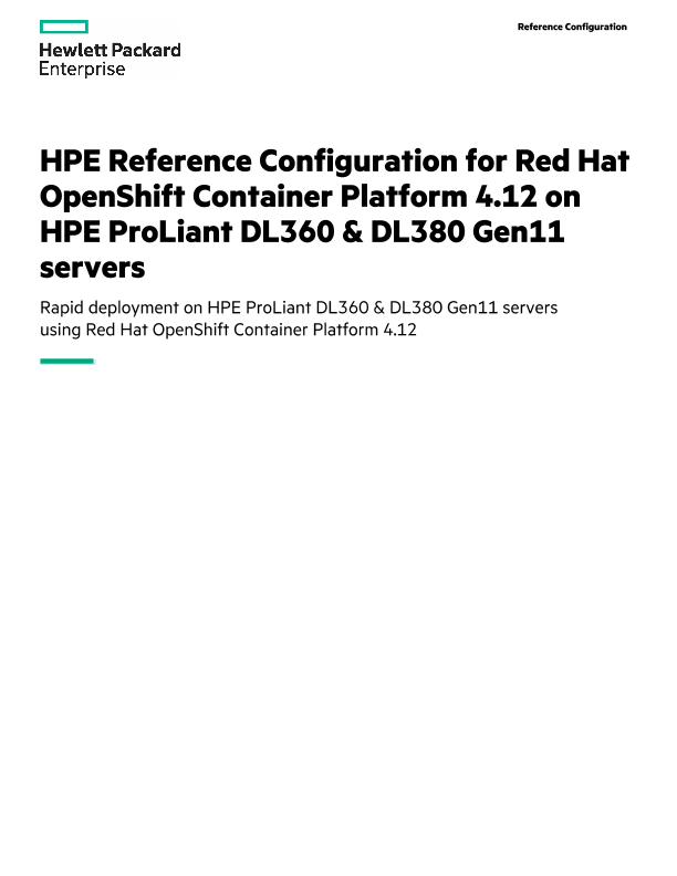 HPE Reference Configuration for Red Hat OpenShift Container Platform 4. ...
