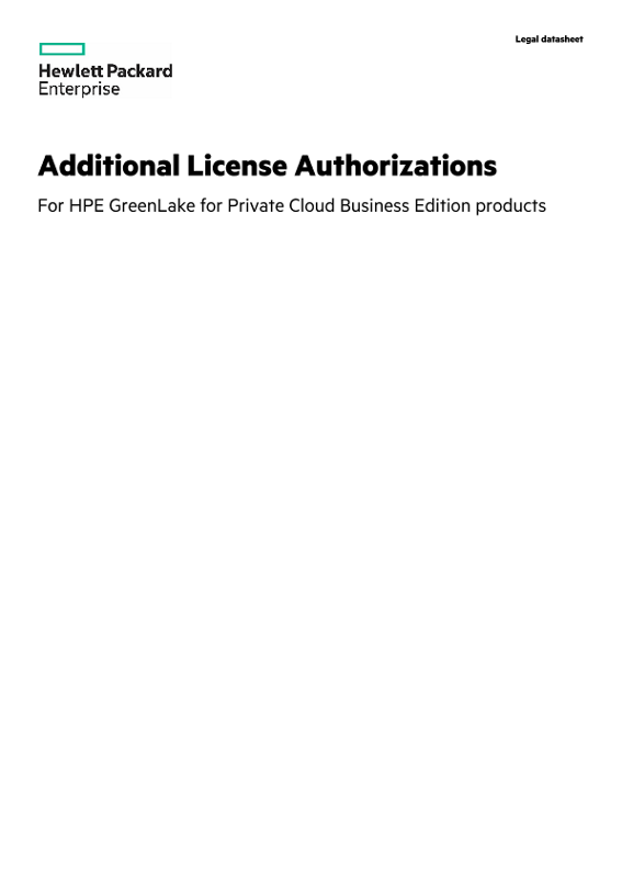 HPE GreenLake for Private Cloud Business Edition Additional License Authorization thumbnail