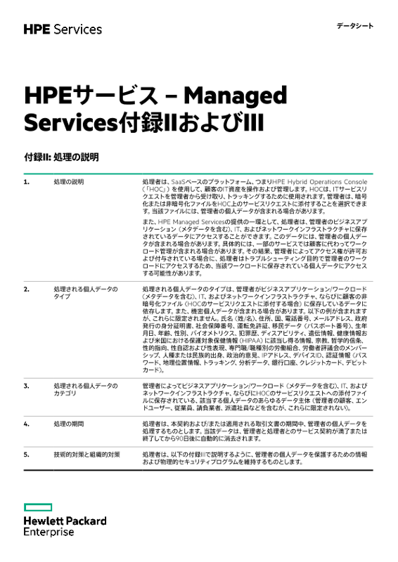 HPEサービス - Managed Services付録IIおよびIII thumbnail