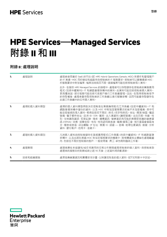 HPE Services – Managed Services 附錄 II 和 III thumbnail