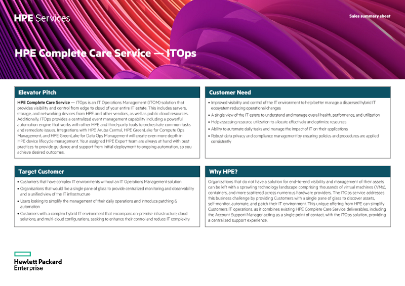 Complete Care - ITOps Sales Summary Sheet thumbnail