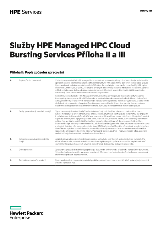 Služby HPE Managed HPC Cloud Bursting Services Příloha II a III thumbnail