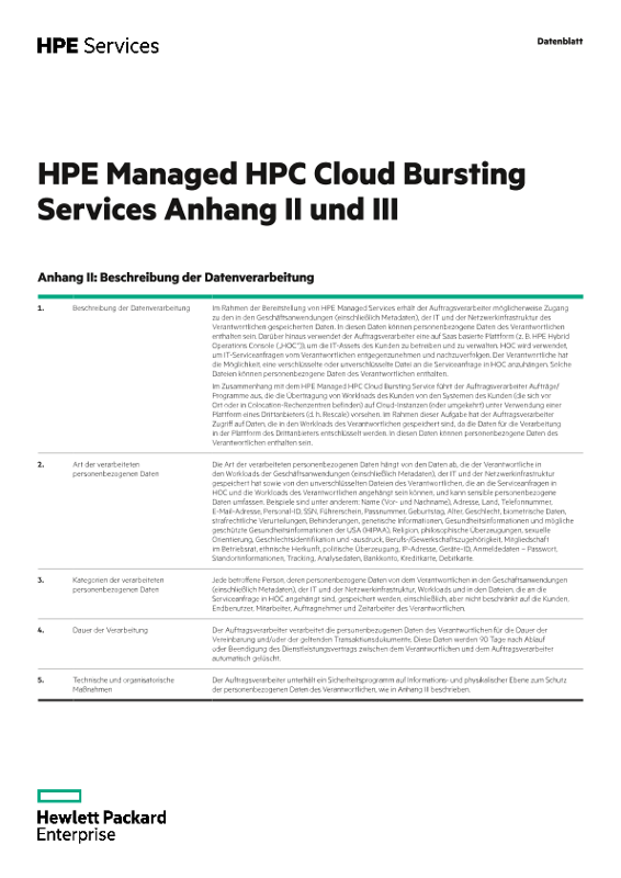 HPE Managed HPC Cloud Bursting Services Anhang II und III thumbnail