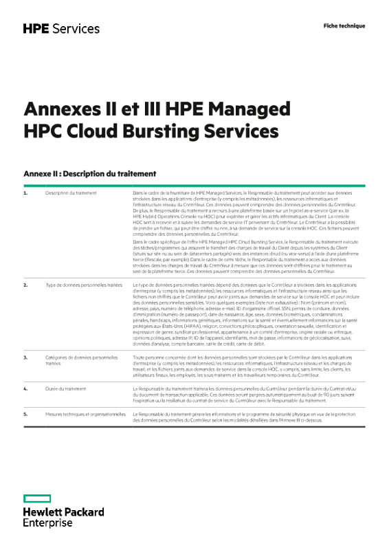 Annexes II et III HPE Managed HPC Cloud Bursting Services thumbnail