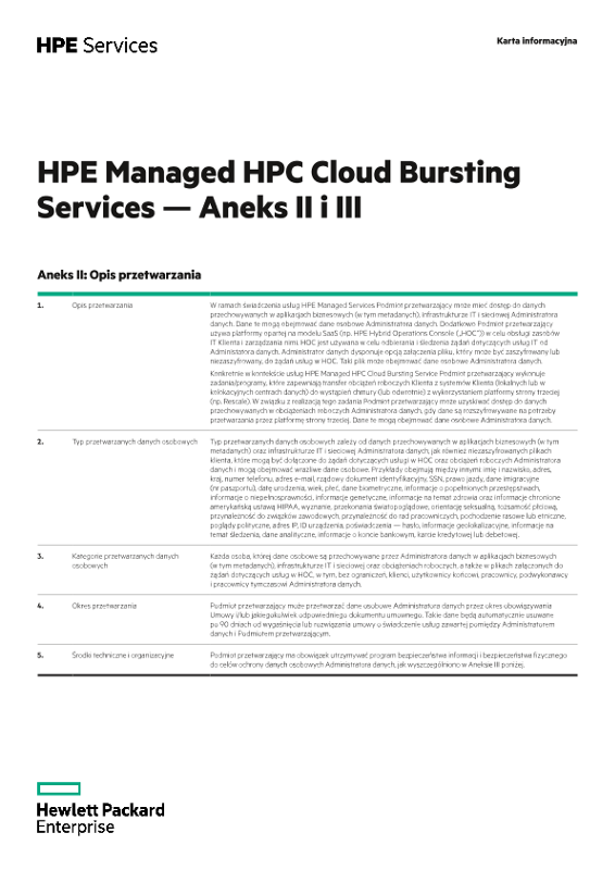 HPE Managed HPC Cloud Bursting Services — Aneks II i III thumbnail