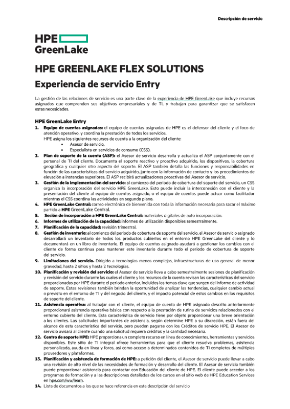 HPE GREENLAKE FLEX SOLUTIONS Entry service experience thumbnail