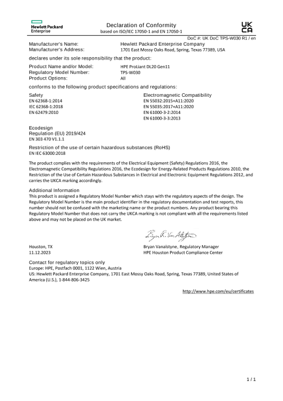 HPE ProLiant DL20 Gen11 #UKDoC TPS-W030 thumbnail