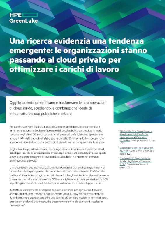 Una ricerca evidenzia una tendenza emergente: le organizzazioni stanno passando al cloud privato per ottimizzare i carichi di lavoro thumbnail