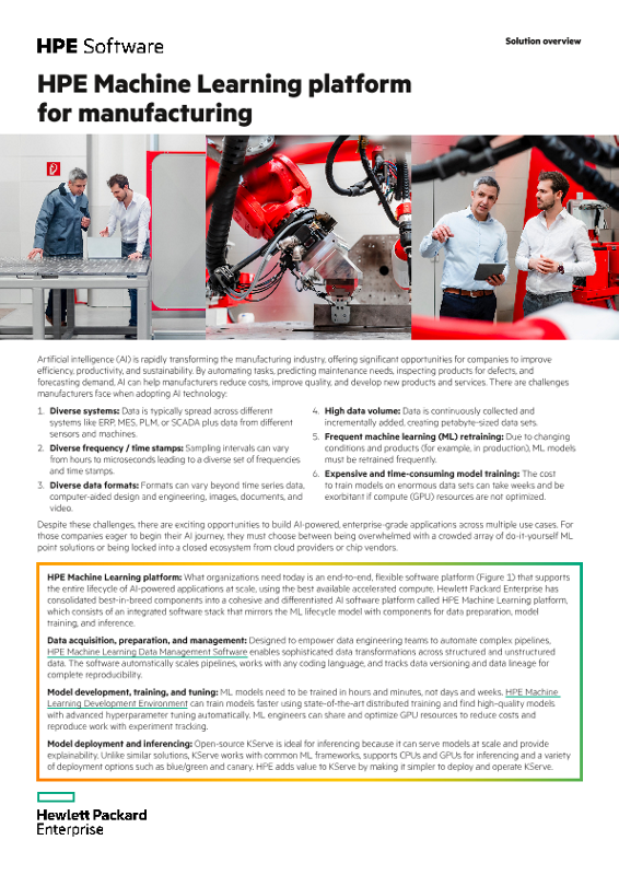 HPE Machine Learning platform for manufacturing thumbnail