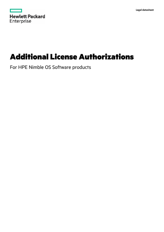 HPE Nimble OS Software Additional Licensing Authorization