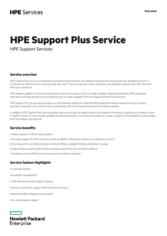 HPE support plus service thumbnail
