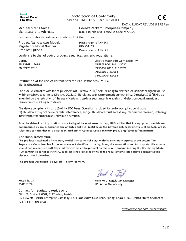 HPE Aruba Networking 6300M 12p Class8 PoE and 36p Class6 PoE HPE Smart Rate 1G/2.5G/5G and 2p 50G and 2p 10G Switch (R8S91A) #EUDoC RSVLC-2103 thumbnail