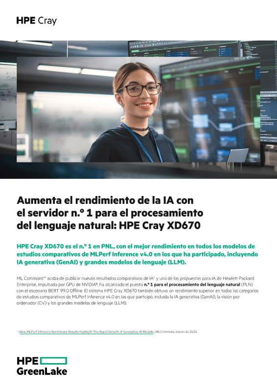 Aumenta el rendimiento de la IA con el servidor n.º 1 para el procesamiento del lenguaje natural: HPE Cray XD670 thumbnail