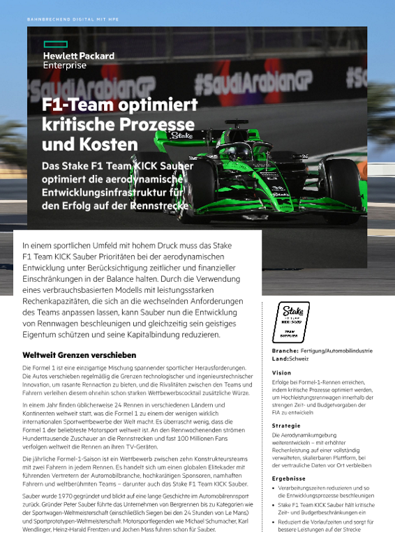 F1-Team optimiert kritische Prozesse und Kosten – Sauber Group thumbnail