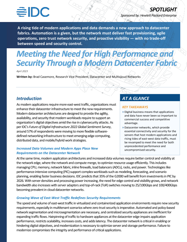 IDC: Achieve performance and security through a modern data center fabric thumbnail