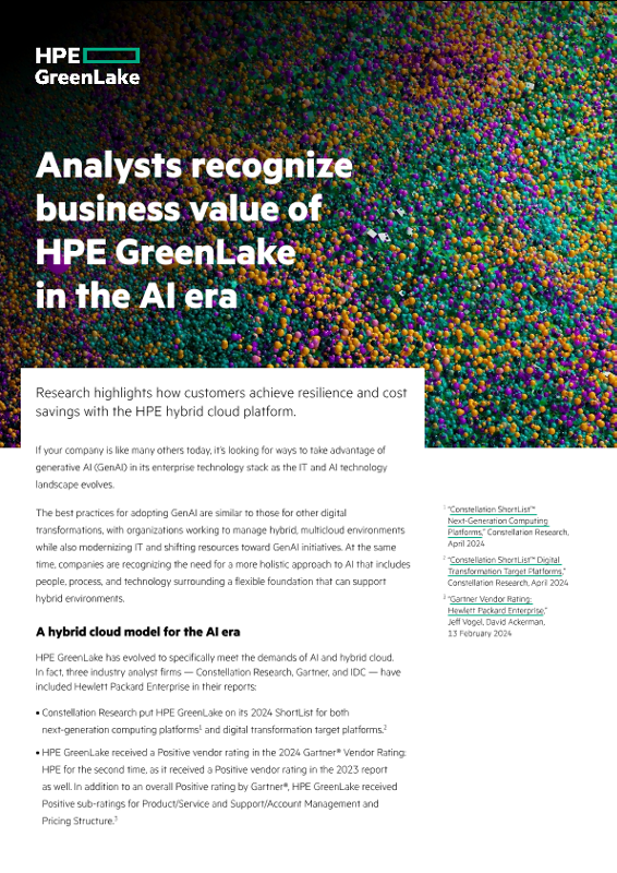 Analysts recognize business value of HPE GreenLake in the AI era thumbnail