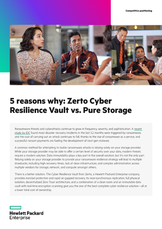 5 reasons why – Zerto Cyber Resilience Vault vs. Pure Storage thumbnail