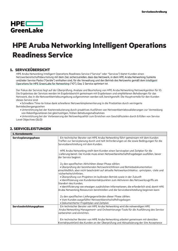 HPE Aruba Networking Intelligent Operations Readiness Service thumbnail