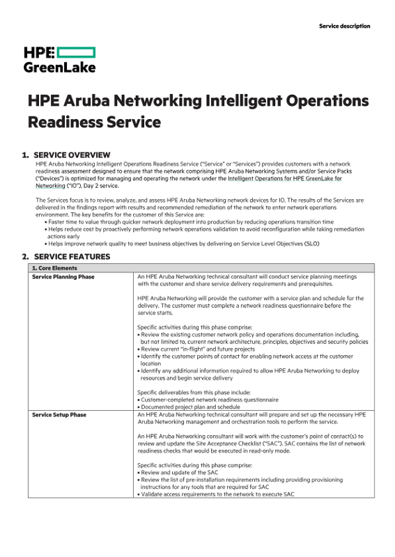 HPE Aruba Networking Intelligent Operations Readiness Service thumbnail