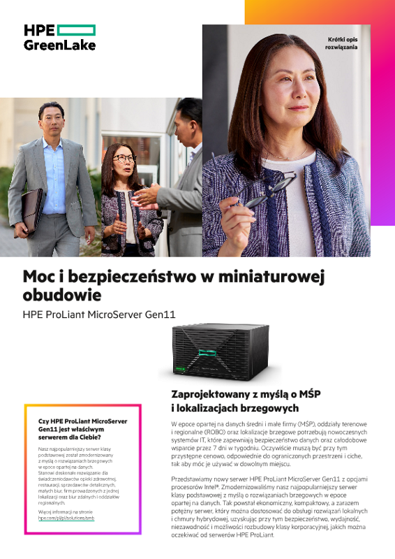 Moc i bezpieczeństwo w miniaturowej obudowie — HPE ProLiant MicroServer Gen11 thumbnail