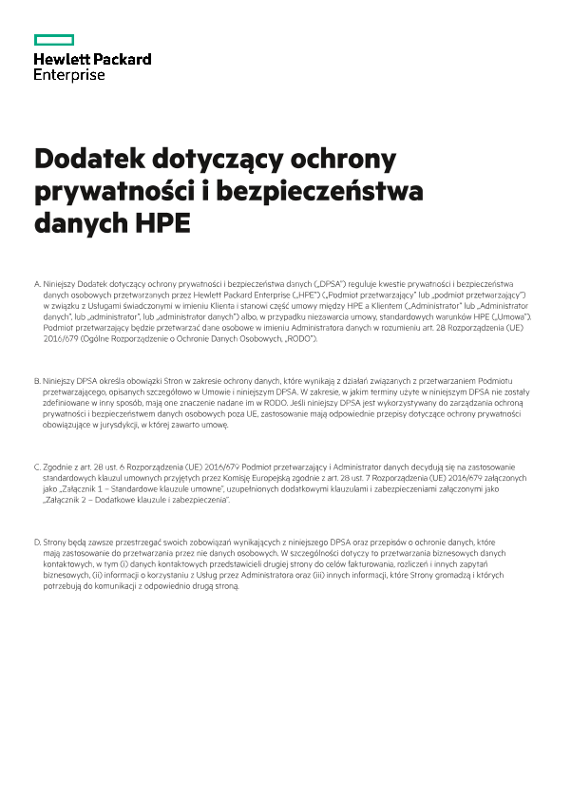 Dodatek dotyczący ochrony prywatności i bezpieczeństwa danych HPE thumbnail