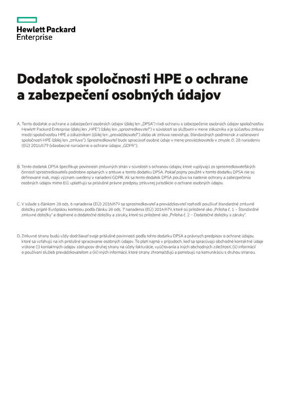 Dodatok spoločnosti HPE o ochrane a zabezpečení osobných údajov thumbnail