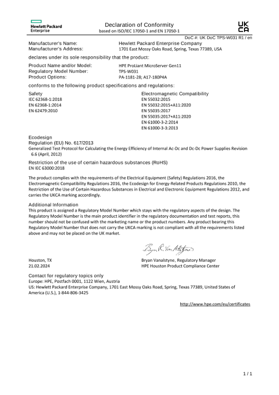 HPE ProLiant MicroServer Gen11 #UKDoC TPS-W031 thumbnail