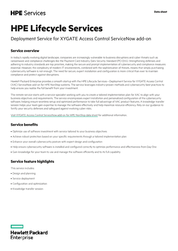HPE Lifecycle Services – Deployment Service for XYGATE Access Control ServiceNow add-on thumbnail