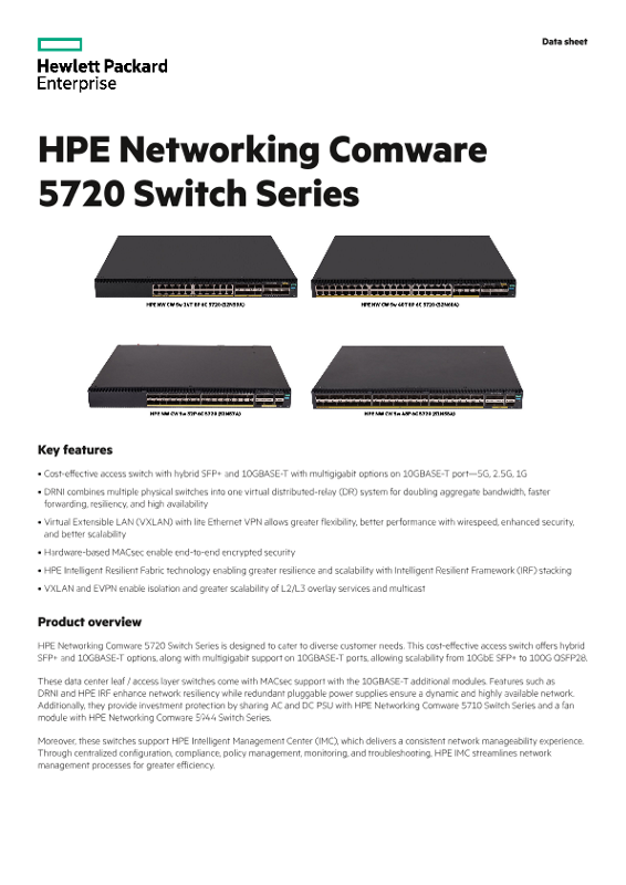 HPE Networking Comware 5720 Switch Series thumbnail