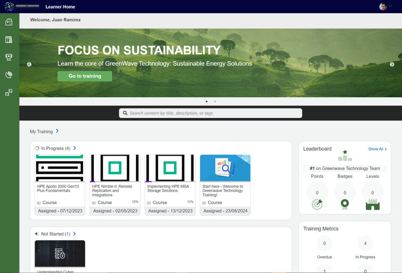 Screenshot of HPE Digital Learner private portal