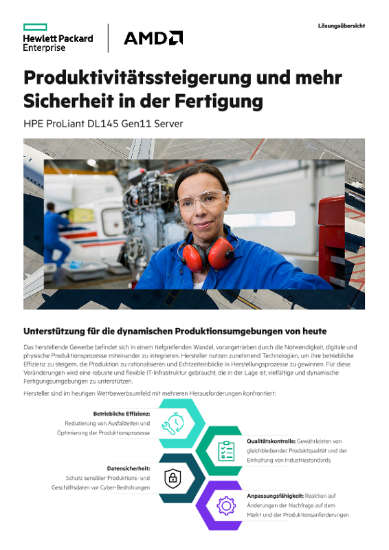 Produktivitätssteigerung und mehr Sicherheit in der Fertigung – HPE ProLiant DL145 Gen11 Server thumbnail