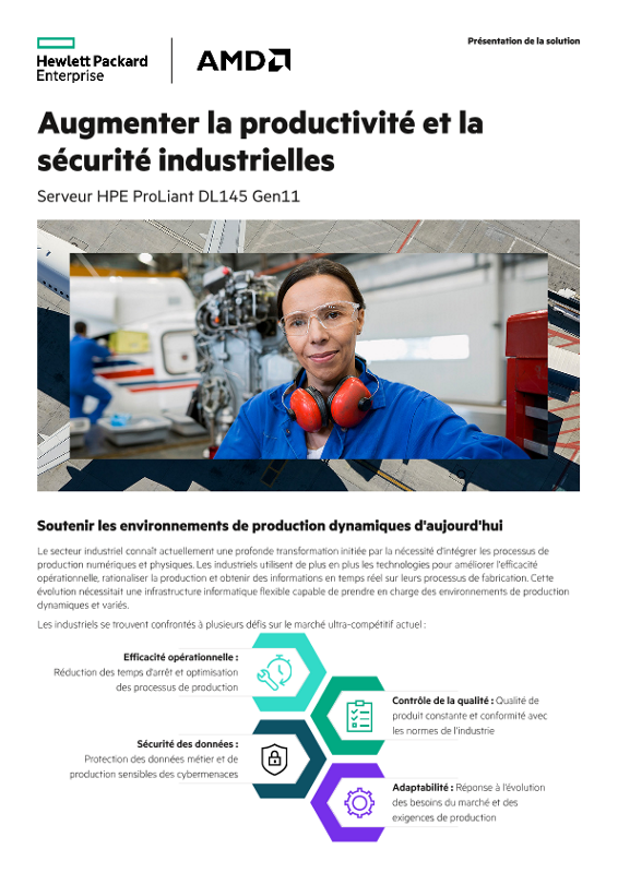 Augmenter la productivité et la sécurité industrielles – Serveur HPE ProLiant DL145 Gen11 thumbnail