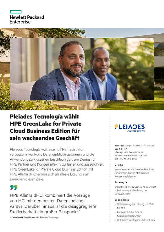 Pleiades Tecnología wählt HPE GreenLake for Private Cloud Business Edition für sein wachsendes Geschäft thumbnail