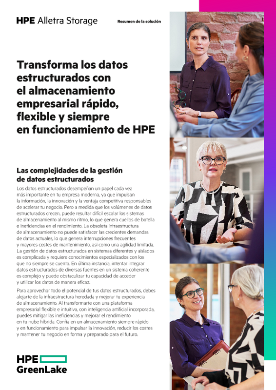 Transforma los datos estructurados con el almacenamiento empresarial rápido, flexible y siempre en funcionamiento de HPE thumbnail