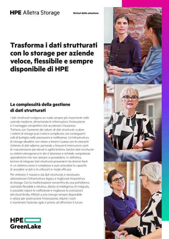 Trasforma i dati strutturati con lo storage per aziende veloce, flessibile e sempre disponibile di HPE thumbnail