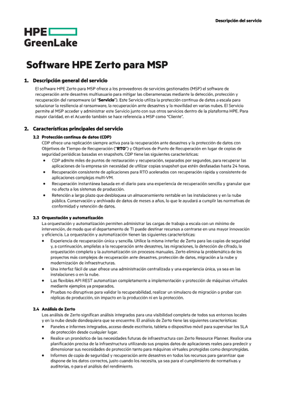 Software HPE Zerto para MSP thumbnail
