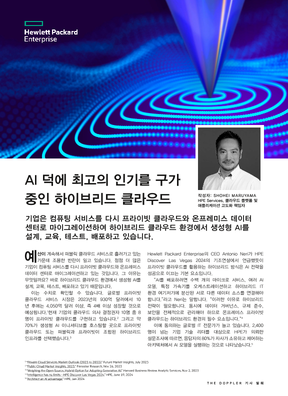 AI 덕에 최고의 인기를 구가 중인 하이브리드 클라우드 - The Doppler 기사 thumbnail