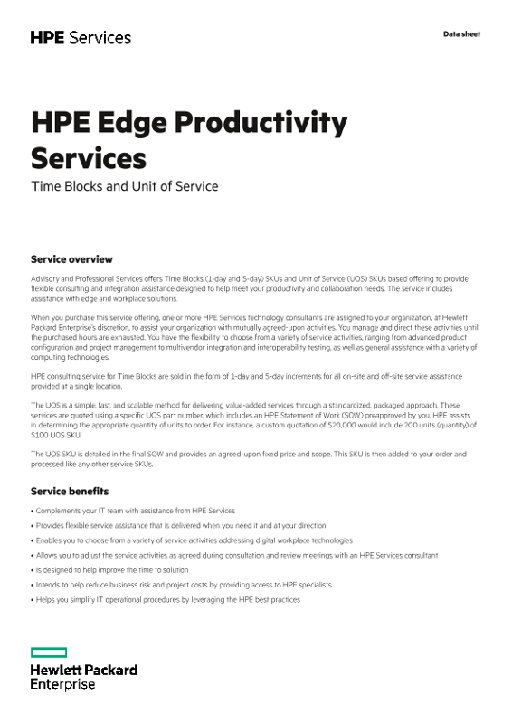 HPE Edge Productivity Services - Time Blocks and Unit of Service thumbnail