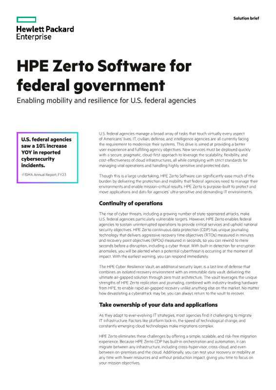 HPE Zerto Software for federal government thumbnail