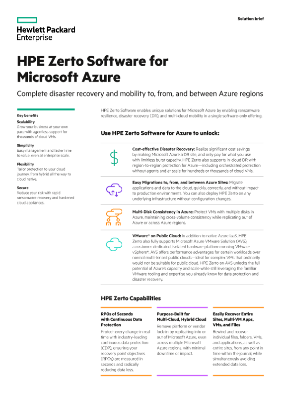HPE Zerto Software for Microsoft Azure thumbnail