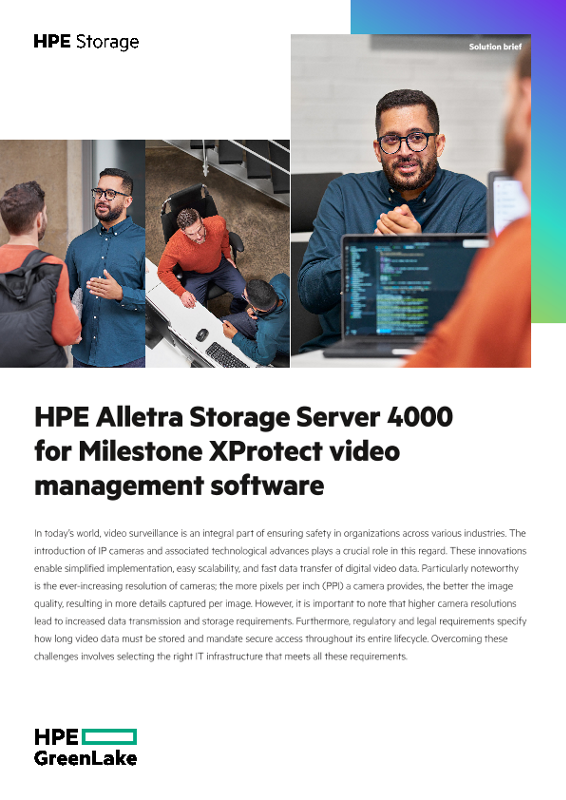 HPE Alletra Storage Server 4000 for Milestone XProtect video management software thumbnail