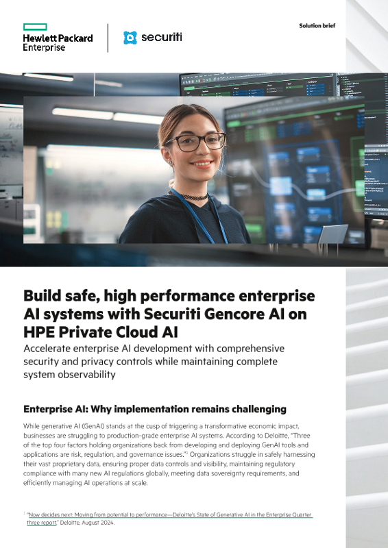 Build safe, high performance enterprise AI systems with Securiti Gencore AI on HPE Private Cloud AI thumbnail