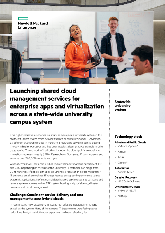 Launching shared cloud management services for enterprise apps and virtualization across a state-wide university campus system – Statewide university system thumbnail