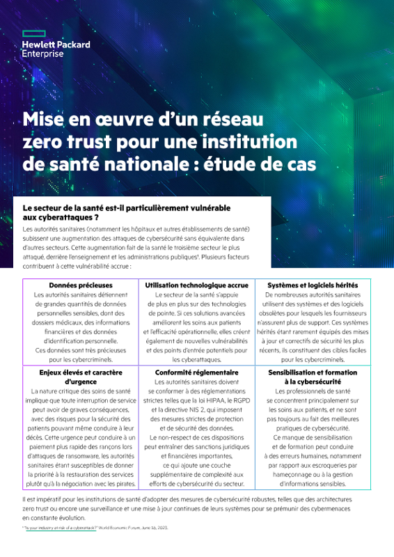 Mise en œuvre d’un réseau zero trust pour une institution de santé nationale : étude de cas thumbnail