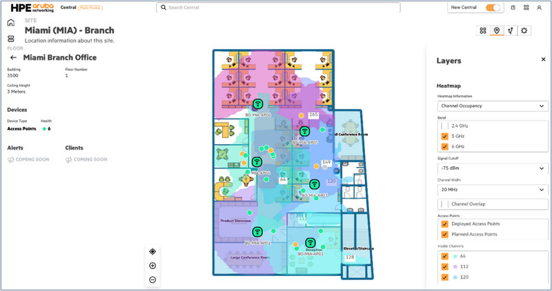 HPE Aruba Networking Central管理画面 - ネットワーク管理アシスタント