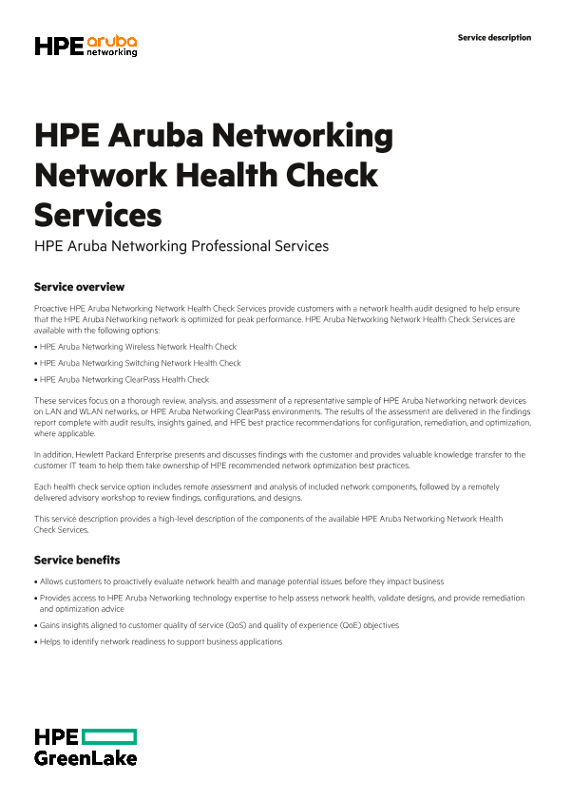 HPE Aruba Networking Network Health Check Services thumbnail
